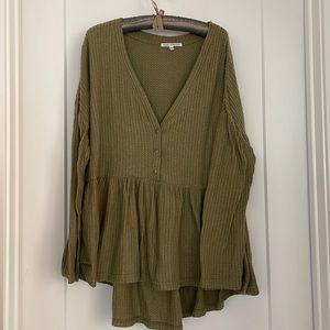 Waffle-knit Peplum Top | Breastfeeding/Pregnancy-friendly!